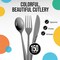 Exquisite Polished Plastic Silverware – 150 Pcs Heavy Duty Cutlery Set – 50 Each of Forks, Knives & Spoons – Disposable Utensil Set for Parties, Events & Catering – Flatware Set by Party Solids